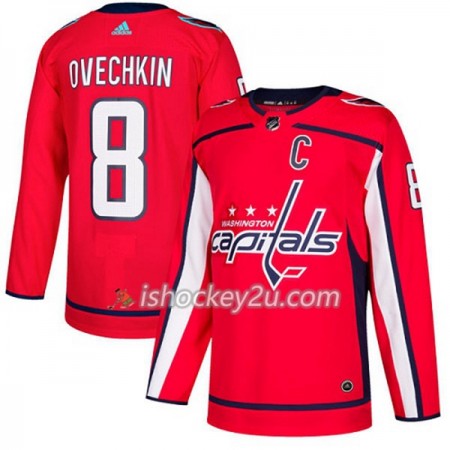 Mænd NHL Washington Capitals Trøje Alex Ovechkin 8 Adidas 2017-2018 Rød Authentic
